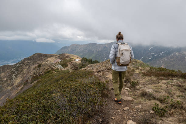 istock Rear view of hiker in the clouds 1319416873