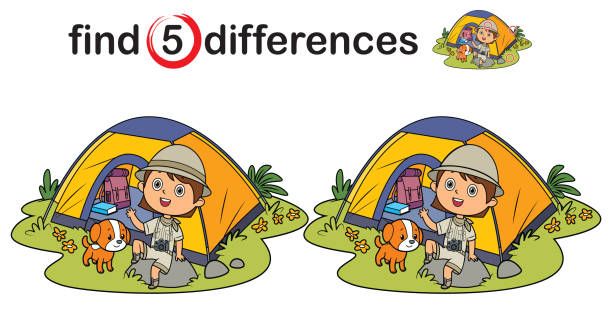 Find differences, Girl Scout Vector Find differences, Girl Scout school mascot costume stock illustrations