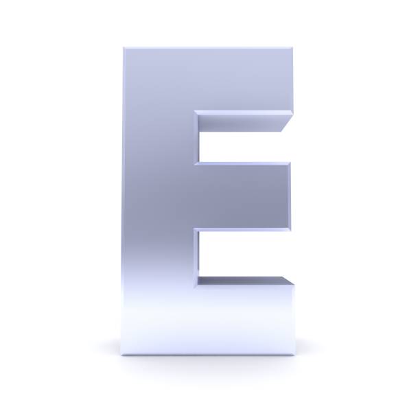 istock E letter silver sign text alphabet capital letter character 3d rendering isolated on white background in high resolution 1319420040