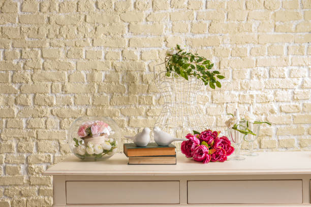 istock Reading room bookshelf old brick wall cozy interior decoration 1319429464