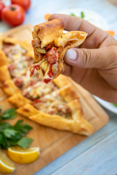 istock Traditional turkish baked dish pide 1319429741