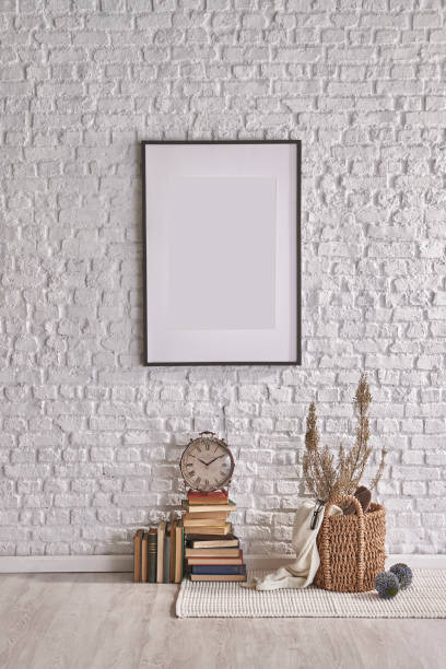 istock Reading room bookshelf old brick wall cozy interior decoration 1319433422