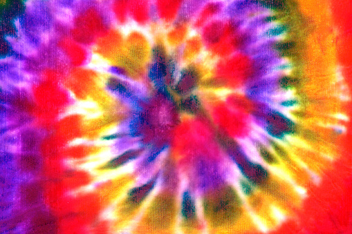 Tie dye spiral shibori watercolor hand painted colorful ornamental elements on white background. Watercolour abstract texture. Print for textile, fabric, wallpape