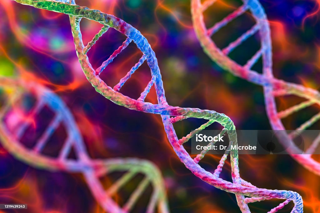Molecule of DNA, double helix, 3D illustration Molecule of DNA, double helix, 3D illustration. Genetic mutation and genetic disorders DNA Stock Photo