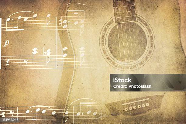 Vintage Music Collage Stock Photo - Download Image Now - Acoustic Guitar, Acoustic Music, Guitar