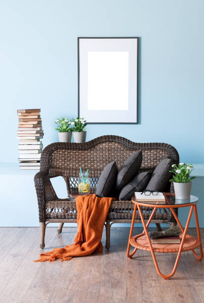 istock Reading room bookshelf old brick wall cozy interior decoration 1319439585