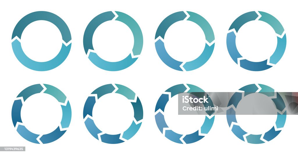 Circle infographics Set of circle infographics. Rotating elements with 2-9 steps. Circle diagrams Circle stock vector