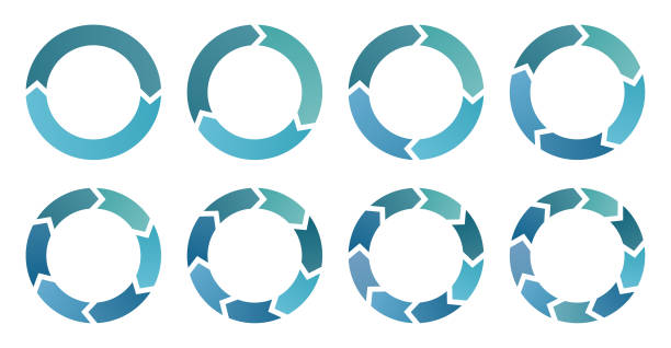 Set of circle infographics. Rotating elements with 2-9 steps. Circle diagrams