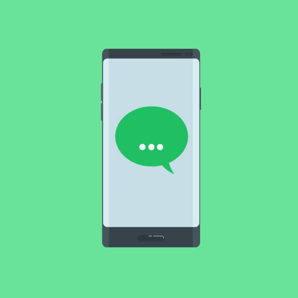 istock Phone message icon in trendy flat style isolated on green background. Sms symbol for your web site design, logo, app, UI. Vector illustration 1319446606