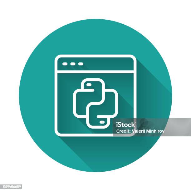 Ikon Bahasa Pemrograman Python Garis Putih Diisolasi Dengan Latar ...