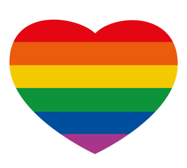 Gay pride rainbow flag heart shape Heart shape made of stripes of the rainbow flag. Gay pride rainbow heart shape symbol. pride flag icon stock illustrations
