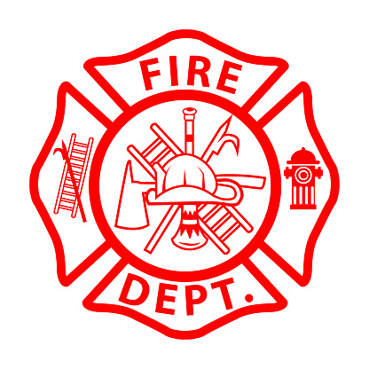 fireman emblem sign on white background. fire department symbol. firefighter