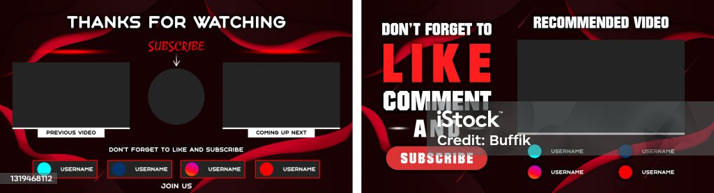 Youtube End Screen With Red Design And Red Lines Youtube Video Template  Background Outro Card End Screen Banner Channel Social Media Design Stock  Illustration - Download Image Now - iStock