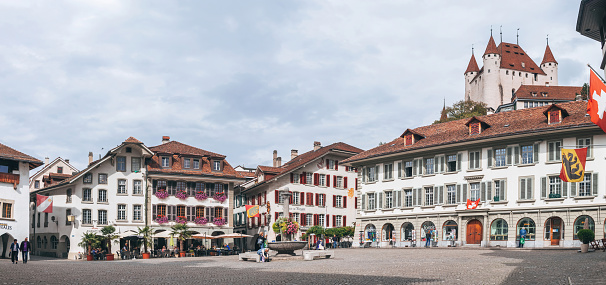 Thun, Switzerland - September 2020: Old town square