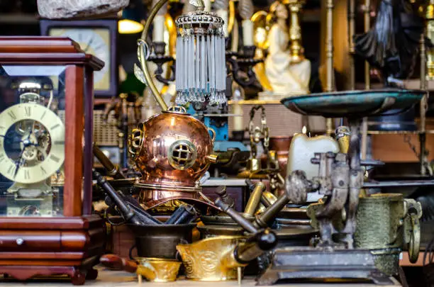 Photo of BARCELONA, SPAIN - MAY 09, 2018. Antiquary dealer shop in Barcelona.