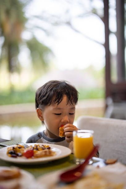 istock The little asian boy is having breakfast 1319484047