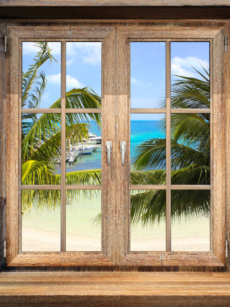 View of ocean through window