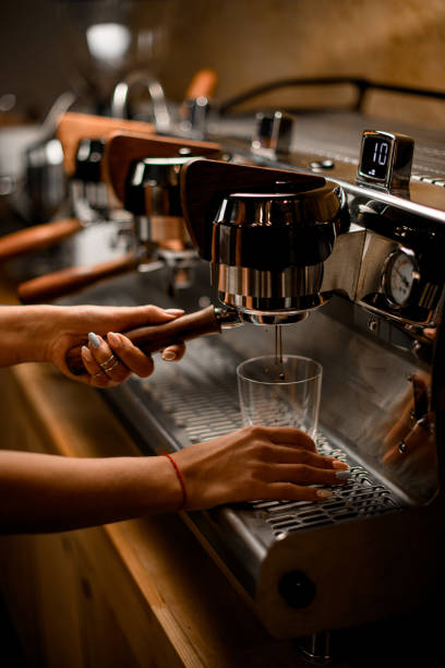 istock view of professional coffee machine with which barista prepares coffee 1319488008