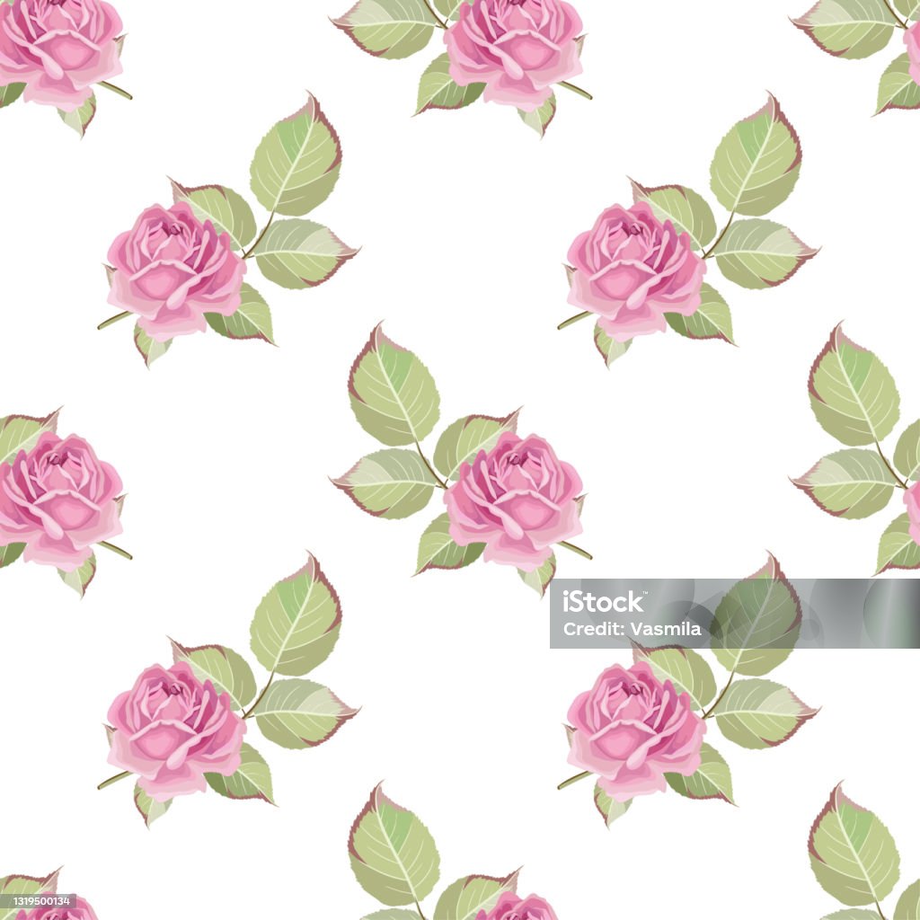 Design Single Rose Pattern Pattern With Single Roses Stock Illustration - Download Image Now ...