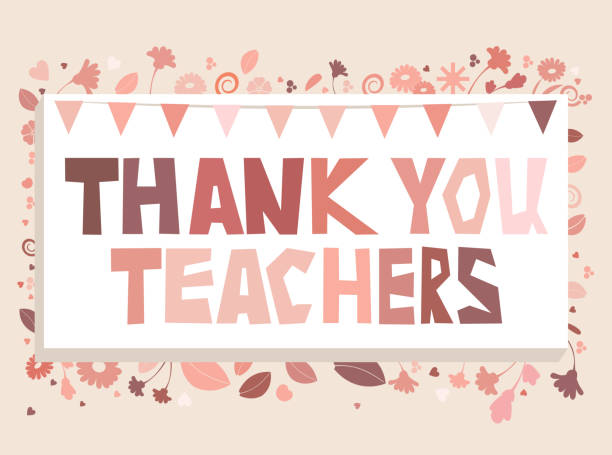 Thank you Teachers A vector illustration of Thank you Teachers in flat rose gold colors teacher appreciation week stock illustrations