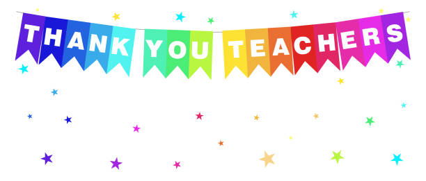 Thank you Teachers banner A vector illustration of Thank you Teachers banner in flat design style teacher appreciation week stock illustrations