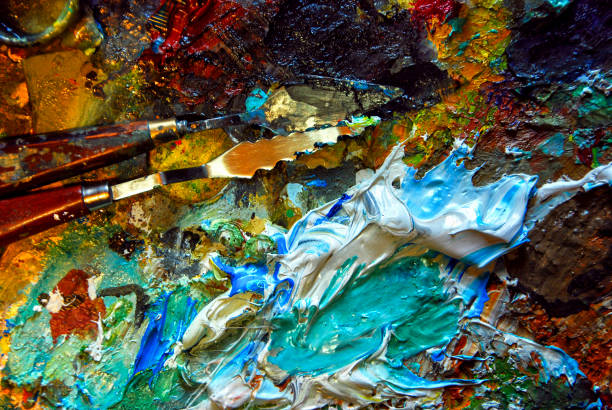 istock artist working environment ,art trowel and paints 1319501973
