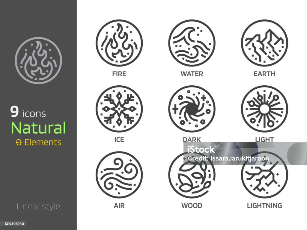 Nature Symbol Concept And 4 Elements Sign Icon Stock Illustration -  Download Image Now - The Four Elements, Wind, Astrology Sign - iStock