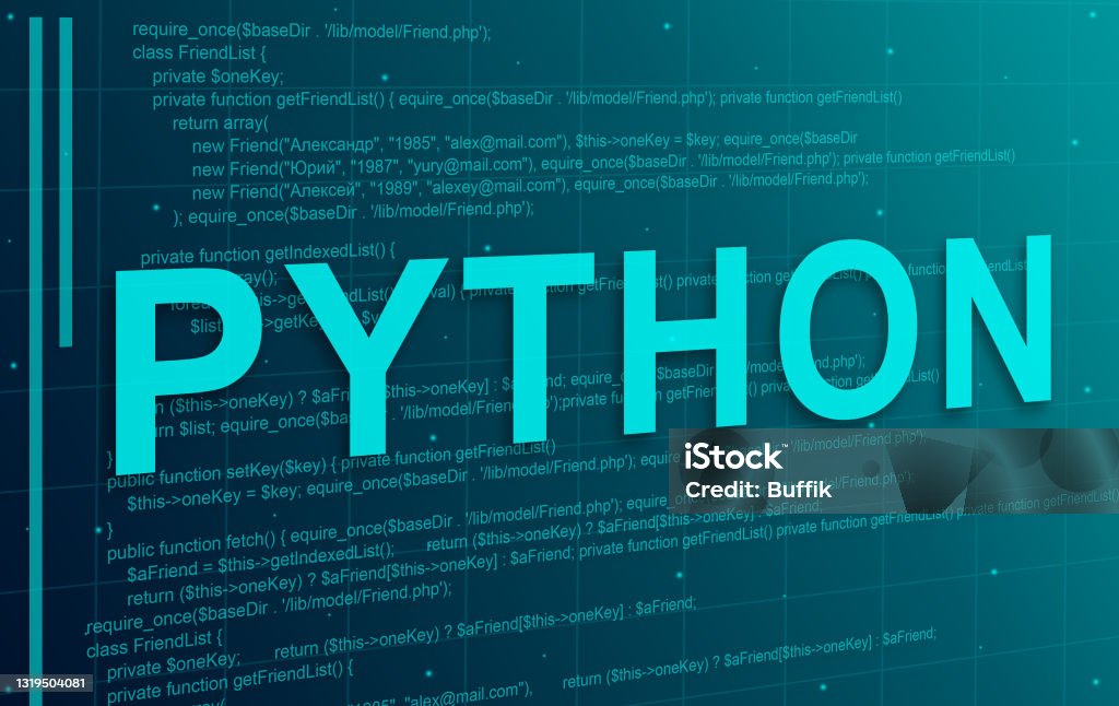 Python Programming Language On Technological Background With Code ...