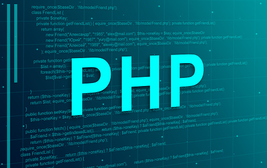 Php Programming Language On Technological Background With Code Elements ...