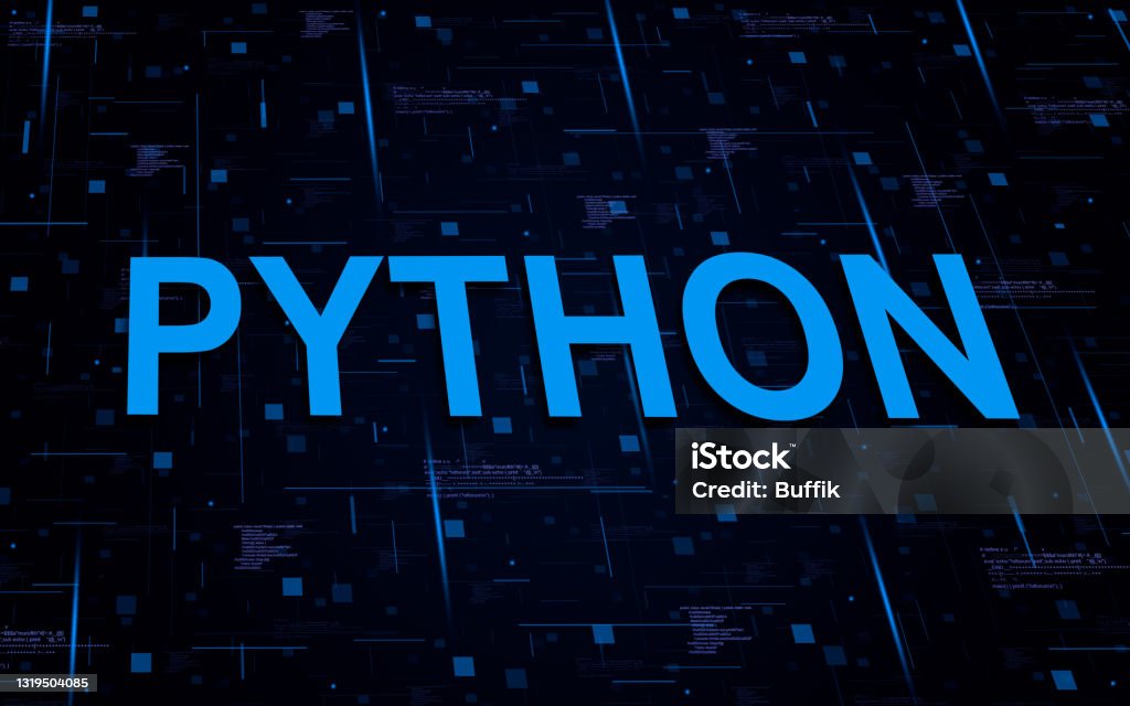 Python Programming Language On Technological Background With Code ...