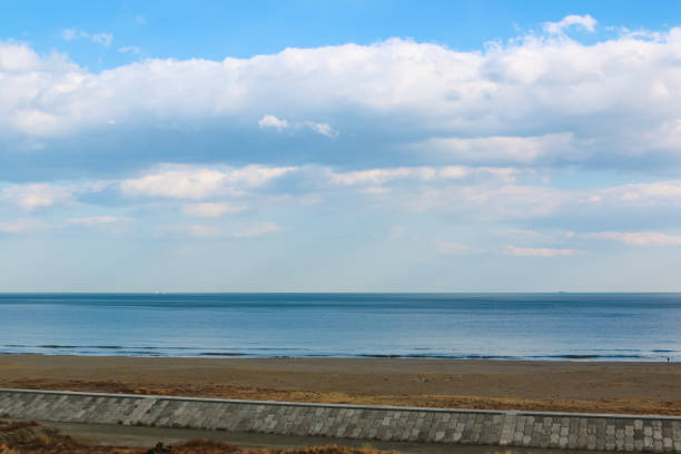 The newly installed bank and the scenery of the sea beyond