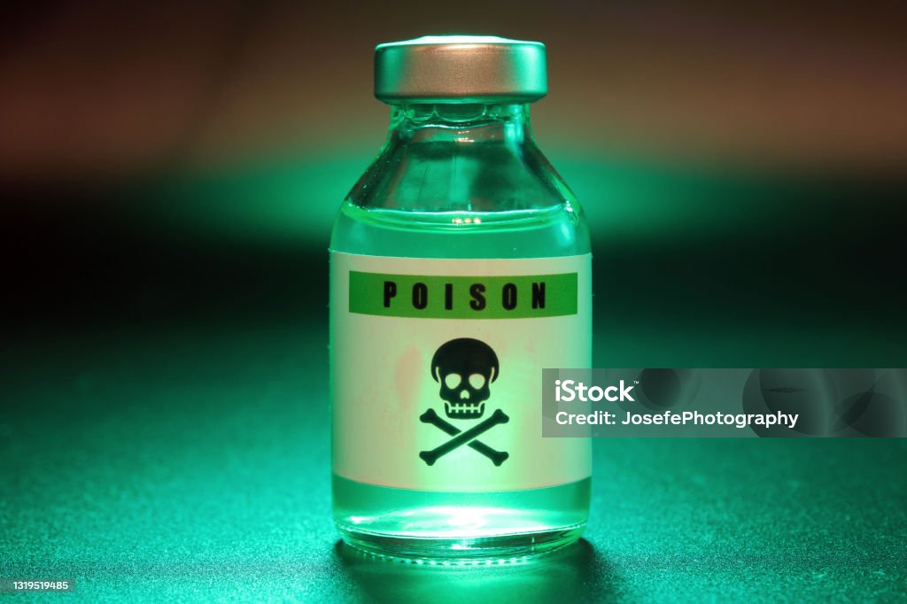 Poison bottle with a skull Poisonous Stock Photo