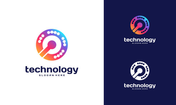 ilustrações, clipart, desenhos animados e ícones de modelo de logotipo da tecnologia abstract circle moderna, logotipo da wire tech projeta vetor, ícone do símbolo do logotipo - abstract chemical science electronics industry