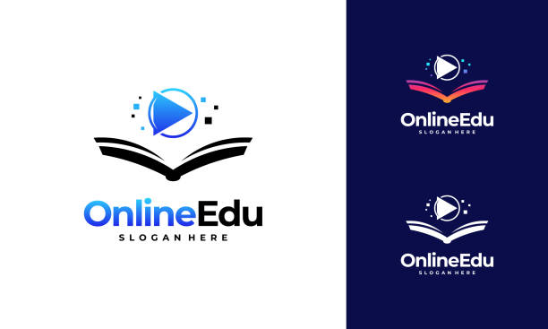 projektowanie logo online education, projekty logo online video education logo - video computer monitor technology accessibility stock illustrations