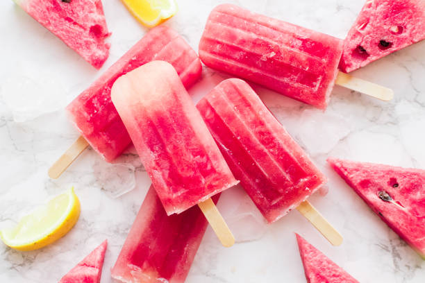 istock Homemade watermelon popsicles with ice 1319524965