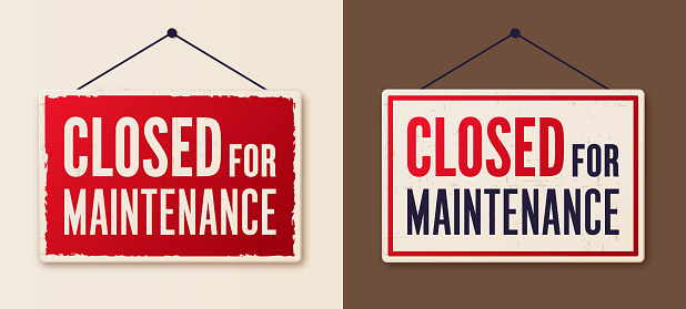 Closed for Maintenance Hanging Sign
