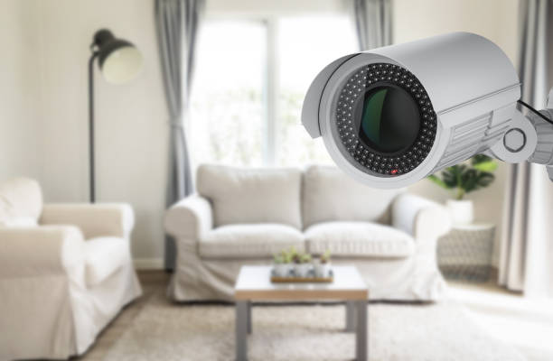 security camera in home stock photo