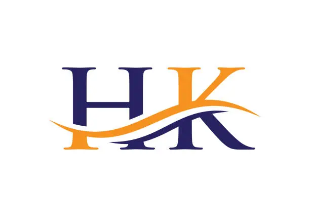 Vector illustration of HK logo. Monogram letter HK logo design Vector. HK letter logo design with modern trendy