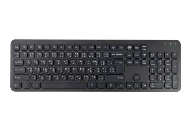 istock Top view thai and english wireless computer keyboard, isolated on white background. 1319544162