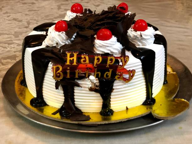 istock Happy Birthday Chocolate Cake with Cherry 1319549646