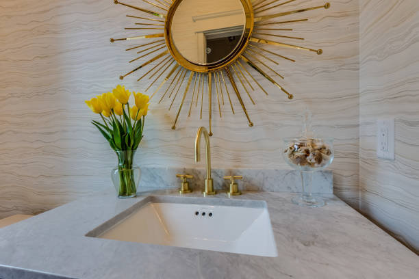 Close up of under mounted sink