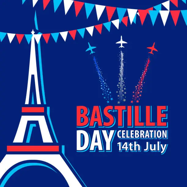 Vector illustration of Bastille Day Celebrations in Paris