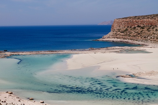 Aerial view of Balos beach in Crete island, Greece