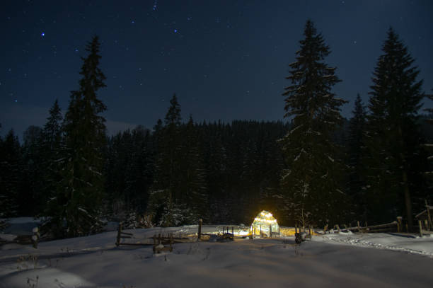 istock Snow igloo at night in the mountains 1319560372