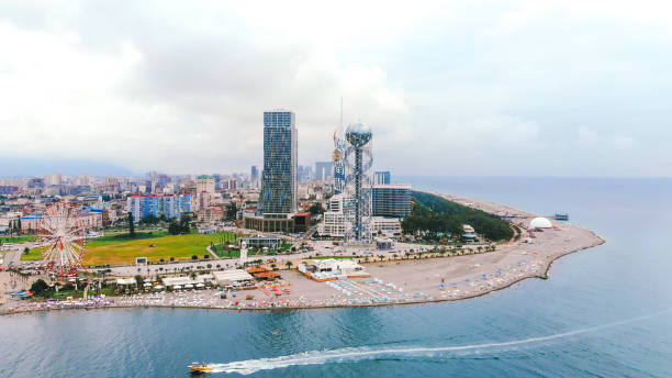 vista aérea del puerto de batumi - georgia fotografías e imágenes de stock