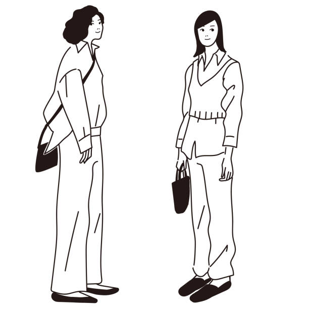 istock Vector line drawing of a fashionable young woman 1319561692