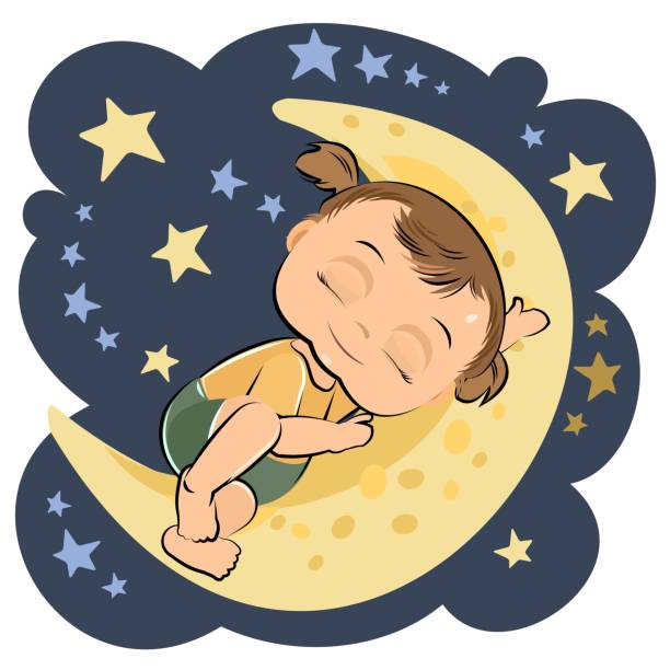 istock Little baby sleeping. Girl. Asleep. Isolated object on a white background. Cheerful kind funny. Cartoons flat style. Preschool age. Childhood Vector. 1319562565