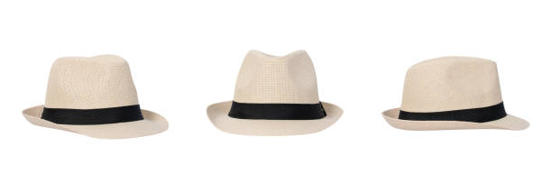 istock Set of straw hat isolated on white background. 1319564219