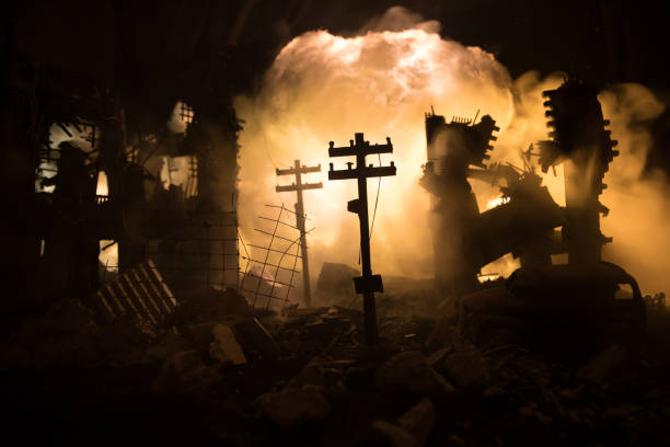 istock Nuclear war concept. Explosion of nuclear bomb. Creative artwork decoration in dark. 1319564744