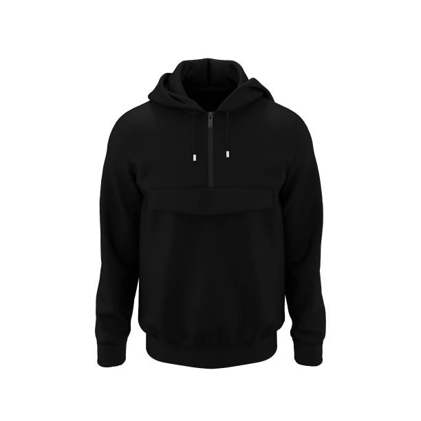 istock Men's hooded jacket with half zip for your design mockup for print 1319570176